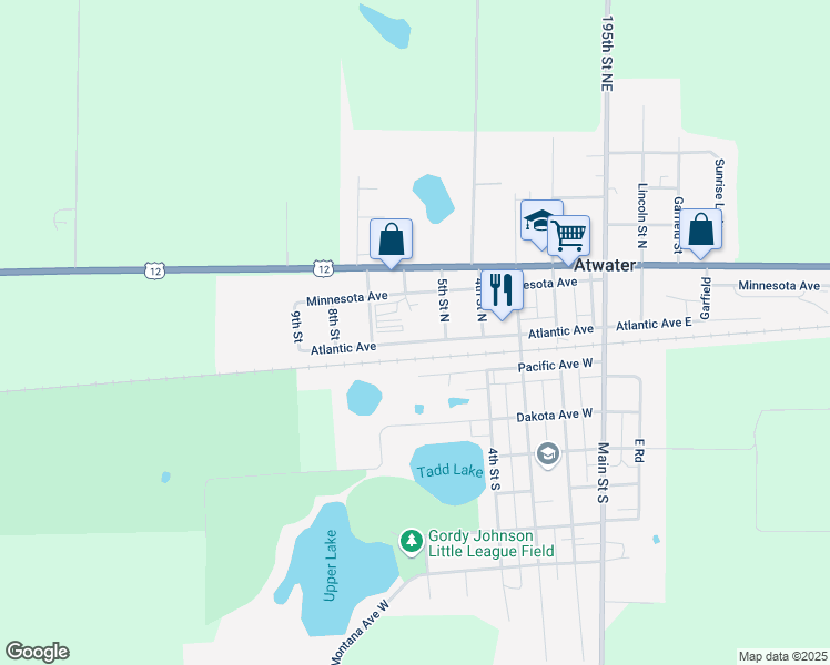 map of restaurants, bars, coffee shops, grocery stores, and more near 508 Atlantic Avenue in Atwater