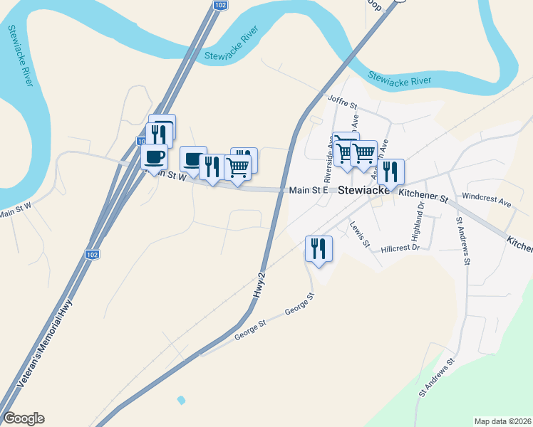map of restaurants, bars, coffee shops, grocery stores, and more near 9 Perry Crescent in Stewiacke