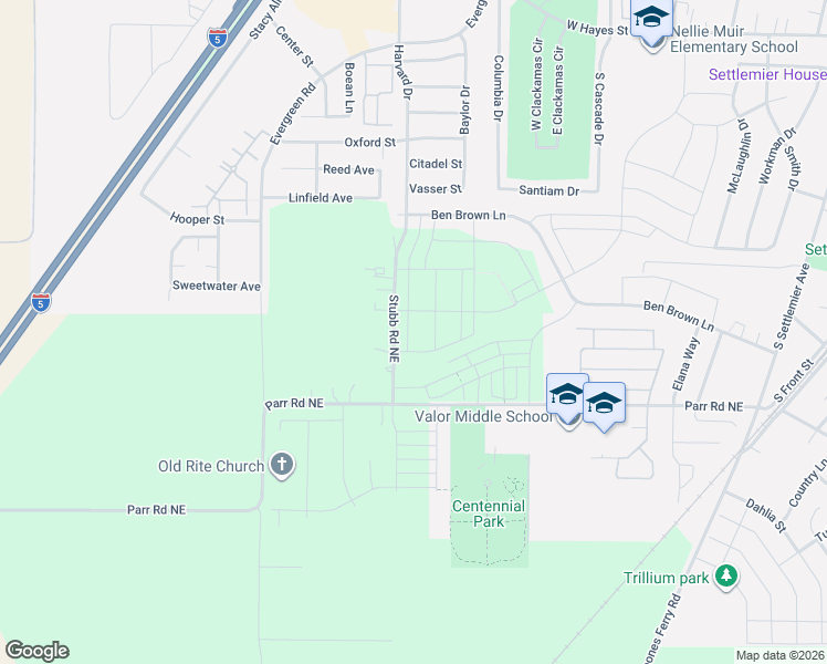 map of restaurants, bars, coffee shops, grocery stores, and more near 728 Merriott Lane in Woodburn