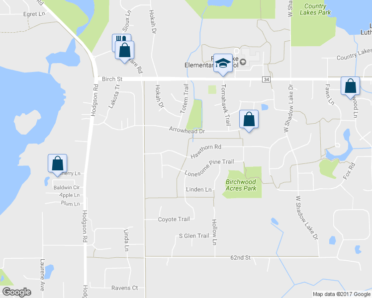 map of restaurants, bars, coffee shops, grocery stores, and more near 481 Hawthorn Road in Lino Lakes