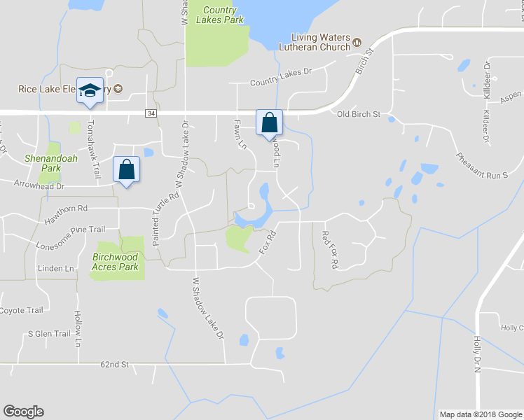 map of restaurants, bars, coffee shops, grocery stores, and more near 6387 Fawn Lane in Lino Lakes