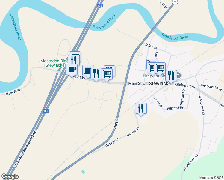 map of restaurants, bars, coffee shops, grocery stores, and more near 23 Perry Crescent in Stewiacke