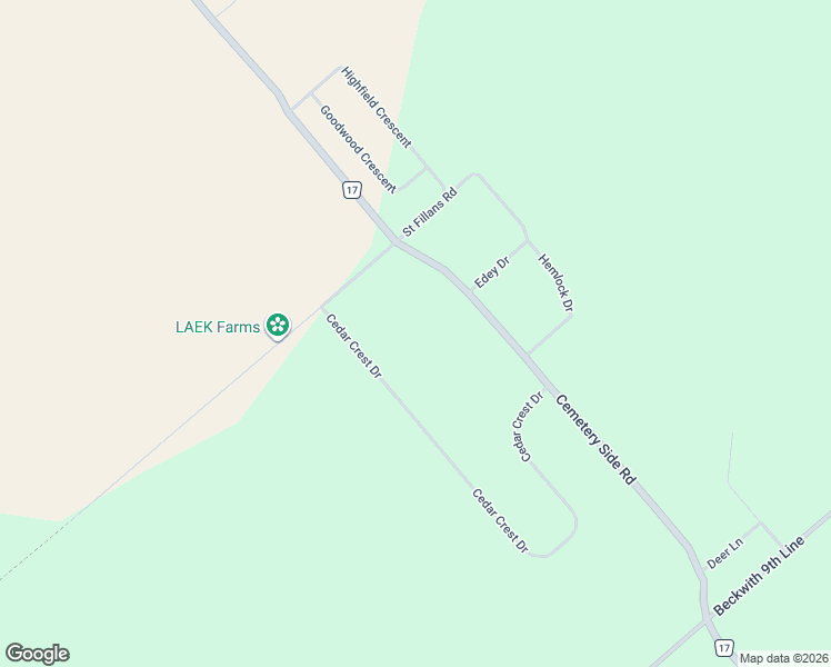 map of restaurants, bars, coffee shops, grocery stores, and more near 2647 Cemetery Side Road in Carleton Place