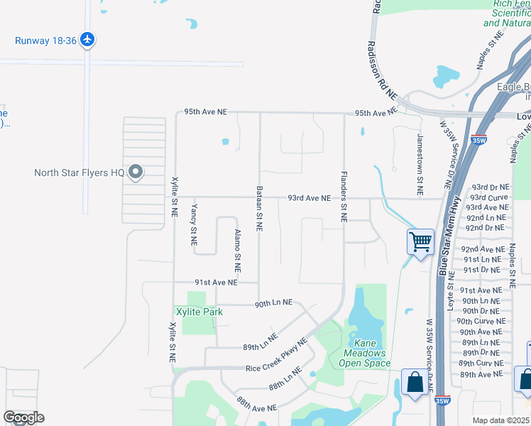 map of restaurants, bars, coffee shops, grocery stores, and more near 9223 Bataan Street Northeast in Blaine