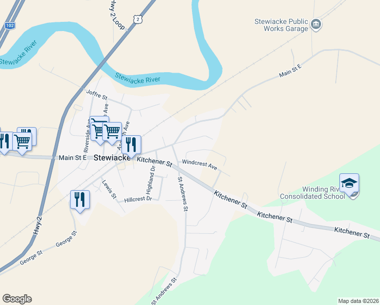 map of restaurants, bars, coffee shops, grocery stores, and more near 51 Ruby's Way in Stewiacke