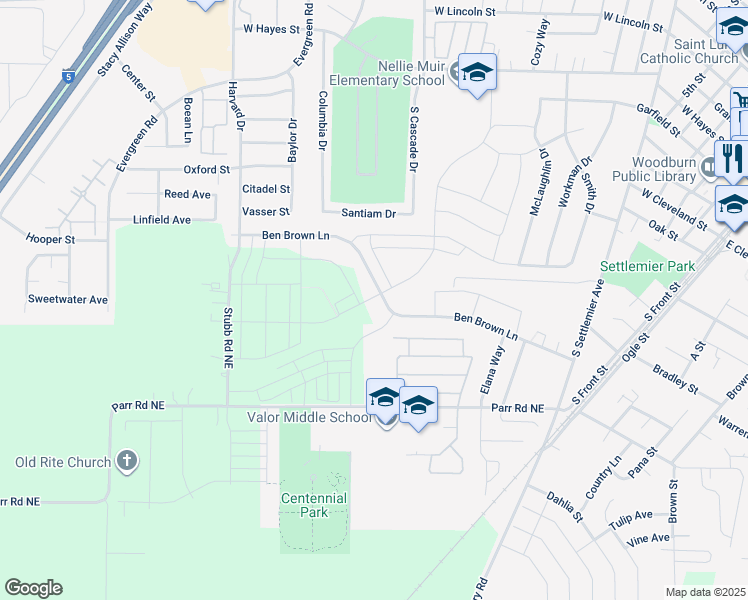 map of restaurants, bars, coffee shops, grocery stores, and more near 2120 Killian Spring Drive in Woodburn