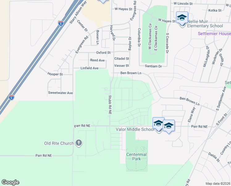 map of restaurants, bars, coffee shops, grocery stores, and more near 638 Merriott Lane in Woodburn