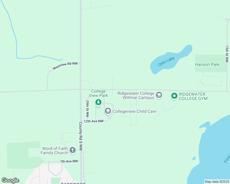 map of restaurants, bars, coffee shops, grocery stores, and more near 2601 15th Avenue Northwest in Willmar