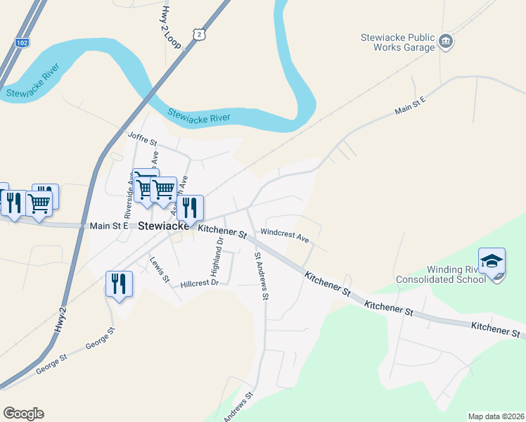 map of restaurants, bars, coffee shops, grocery stores, and more near 39 Ruby's Way in Stewiacke