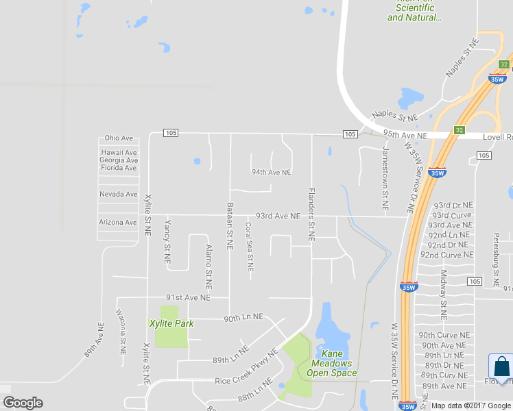 map of restaurants, bars, coffee shops, grocery stores, and more near 2831 93rd Avenue Northeast in Blaine