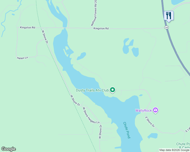 map of restaurants, bars, coffee shops, grocery stores, and more near 12675 East Shore Drive in Mountain
