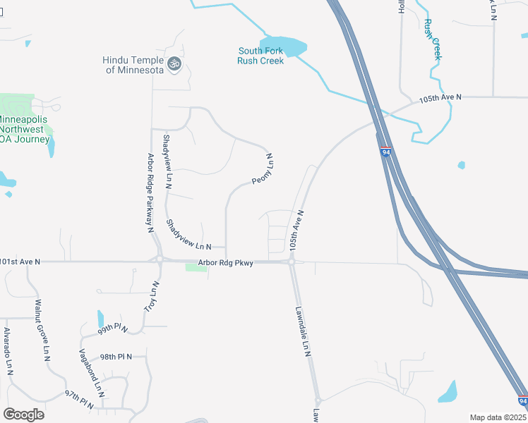 map of restaurants, bars, coffee shops, grocery stores, and more near 17690 101st Avenue North in Osseo