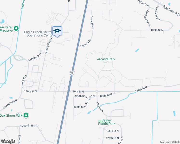 map of restaurants, bars, coffee shops, grocery stores, and more near 13149 Flay Road North in Hugo