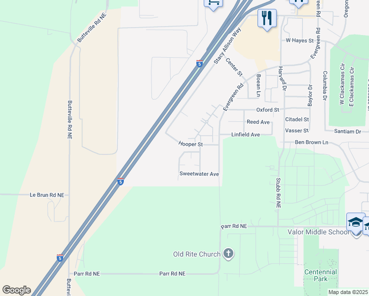 map of restaurants, bars, coffee shops, grocery stores, and more near 3638 Palimino Avenue in Woodburn