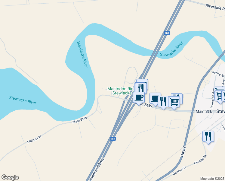 map of restaurants, bars, coffee shops, grocery stores, and more near Garden Gate Lane in Stewiacke