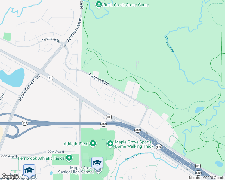 map of restaurants, bars, coffee shops, grocery stores, and more near 13938 102nd Place North in Maple Grove