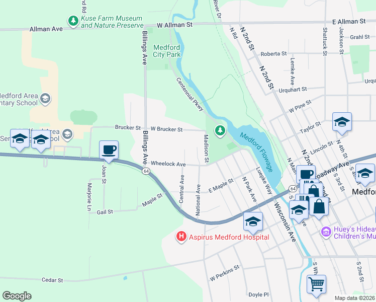 map of restaurants, bars, coffee shops, grocery stores, and more near 430 Central Court in Medford