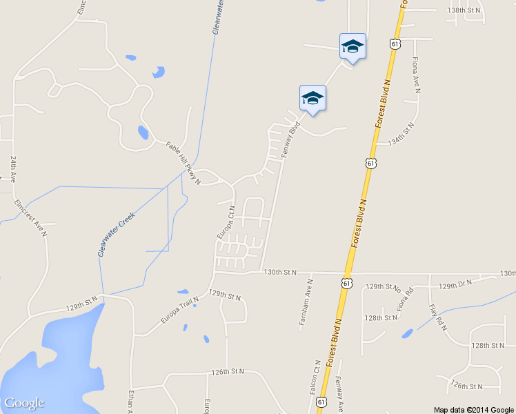 map of restaurants, bars, coffee shops, grocery stores, and more near 4972 132nd Way North in Hugo