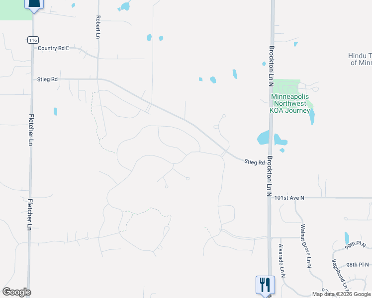 map of restaurants, bars, coffee shops, grocery stores, and more near 10220 Ironwood Lane in Rogers