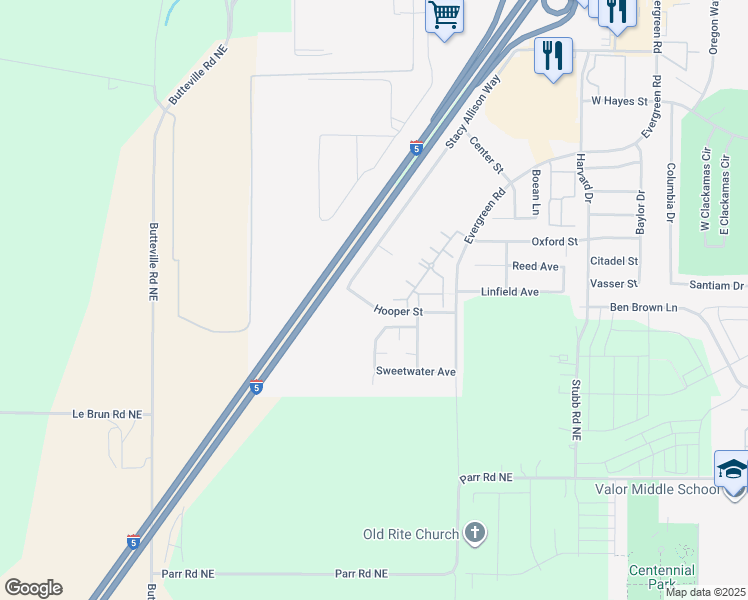 map of restaurants, bars, coffee shops, grocery stores, and more near 3638 Palimino Avenue in Woodburn