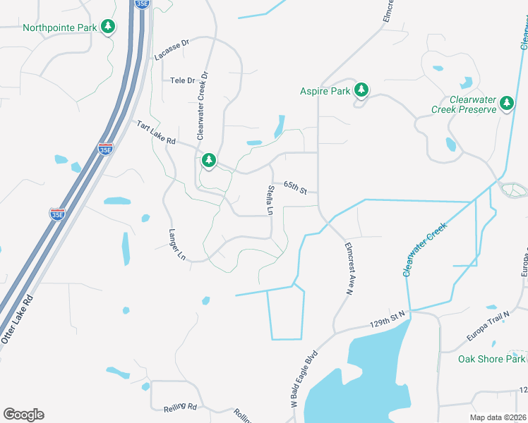 map of restaurants, bars, coffee shops, grocery stores, and more near 6432 Clearwater Creek Drive in Lino Lakes