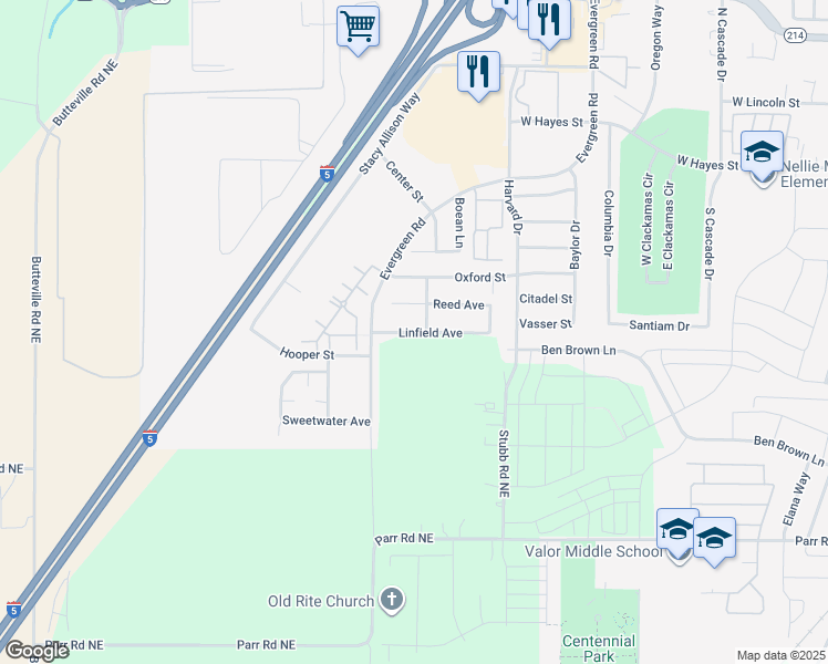 map of restaurants, bars, coffee shops, grocery stores, and more near 3247 Linfield Avenue in Woodburn