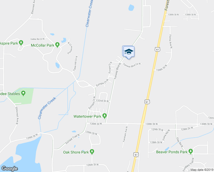 map of restaurants, bars, coffee shops, grocery stores, and more near 13385 Europa Court North in Hugo