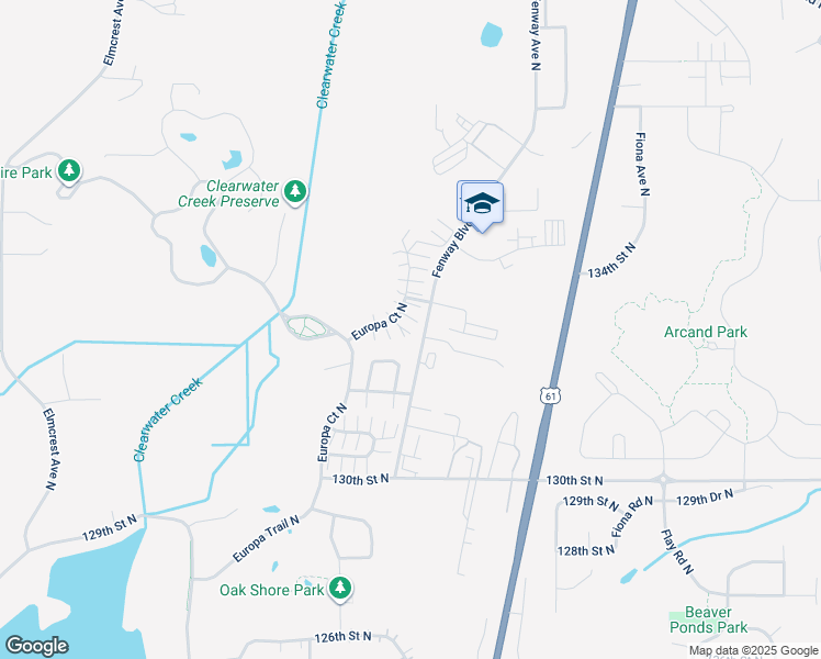 map of restaurants, bars, coffee shops, grocery stores, and more near 13385 Europa Court North in Hugo