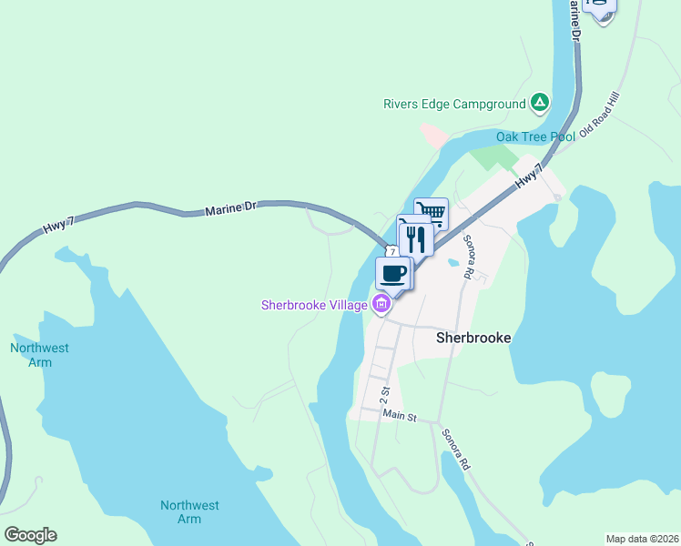 map of restaurants, bars, coffee shops, grocery stores, and more near 33 West Sherbrooke Road in Marie Joseph