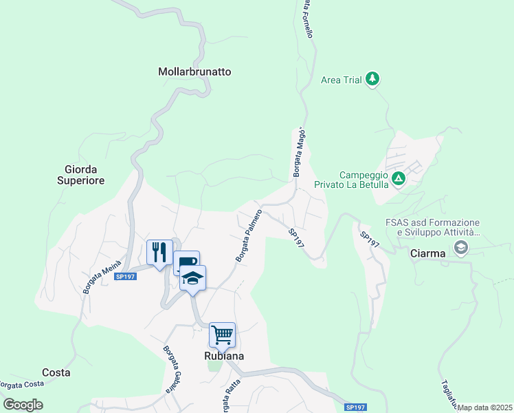 map of restaurants, bars, coffee shops, grocery stores, and more near 37 Borgata Palmero in Rubiana