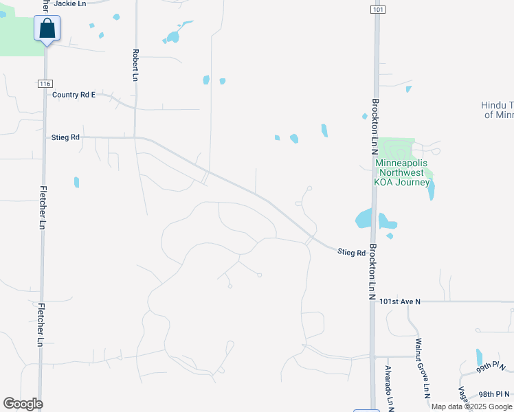 map of restaurants, bars, coffee shops, grocery stores, and more near 19392 103rd Avenue in Rogers