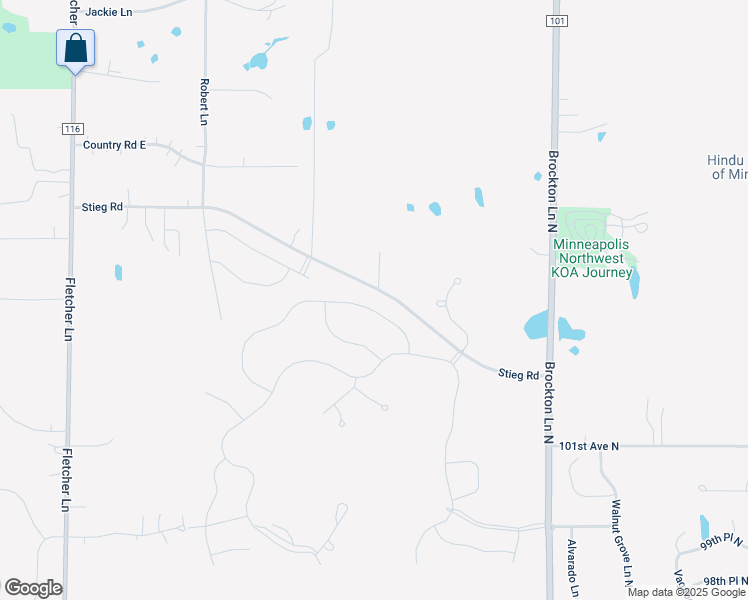 map of restaurants, bars, coffee shops, grocery stores, and more near 19392 103rd Avenue in Rogers