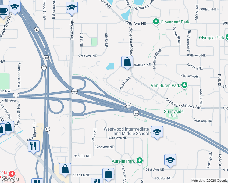 map of restaurants, bars, coffee shops, grocery stores, and more near 344 Pleasure Creek Drive in Blaine