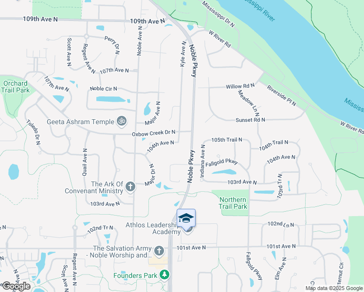 map of restaurants, bars, coffee shops, grocery stores, and more near 10410 Kyle Avenue North in Minneapolis