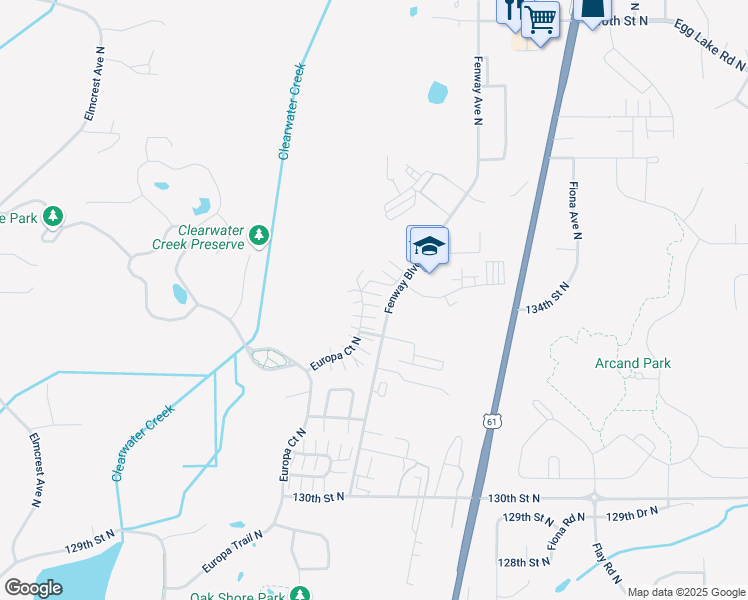 map of restaurants, bars, coffee shops, grocery stores, and more near 13435 Europa Court North in Hugo
