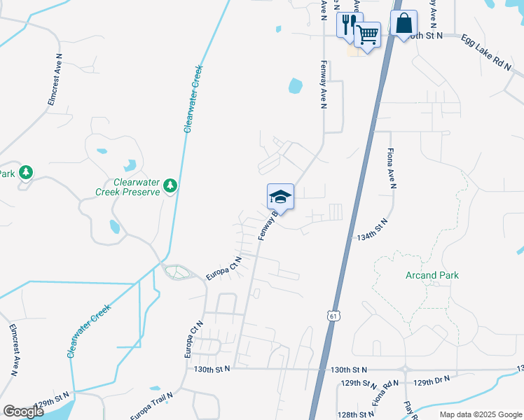 map of restaurants, bars, coffee shops, grocery stores, and more near 13485 Europa Court North in Hugo