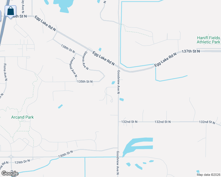 map of restaurants, bars, coffee shops, grocery stores, and more near 6165 135th Street North in Hugo