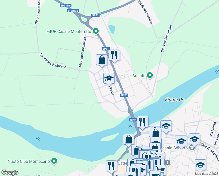 map of restaurants, bars, coffee shops, grocery stores, and more near 3 Via Italo Rossi in Casale Monferrato
