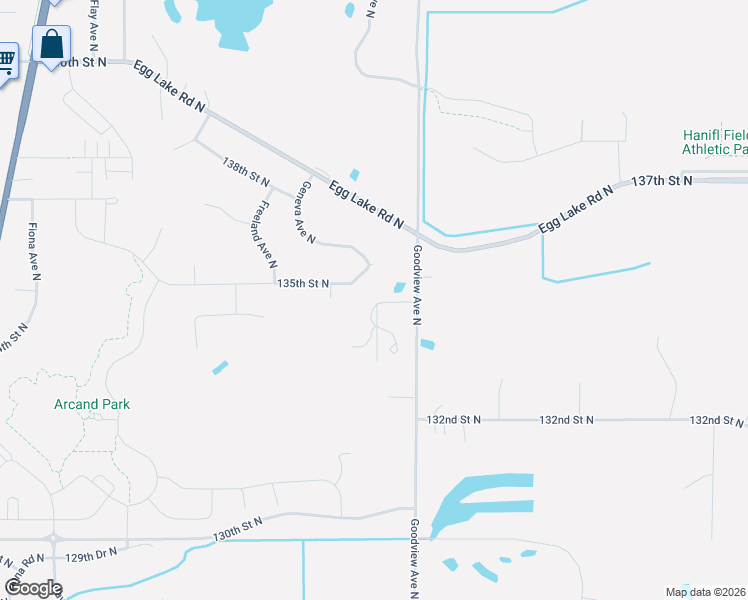 map of restaurants, bars, coffee shops, grocery stores, and more near 6165 135th Street North in Hugo