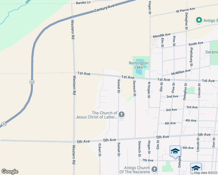 map of restaurants, bars, coffee shops, grocery stores, and more near 1810 Brandon Court in Antigo