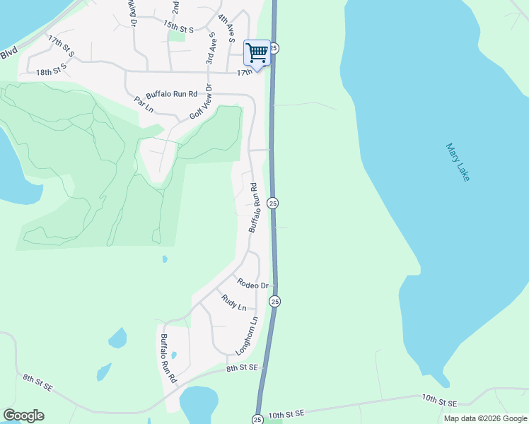 map of restaurants, bars, coffee shops, grocery stores, and more near 1914 Buffalo Run Road in Buffalo