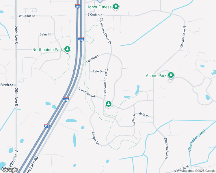 map of restaurants, bars, coffee shops, grocery stores, and more near 6596 Clearwater Creek Drive in Lino Lakes