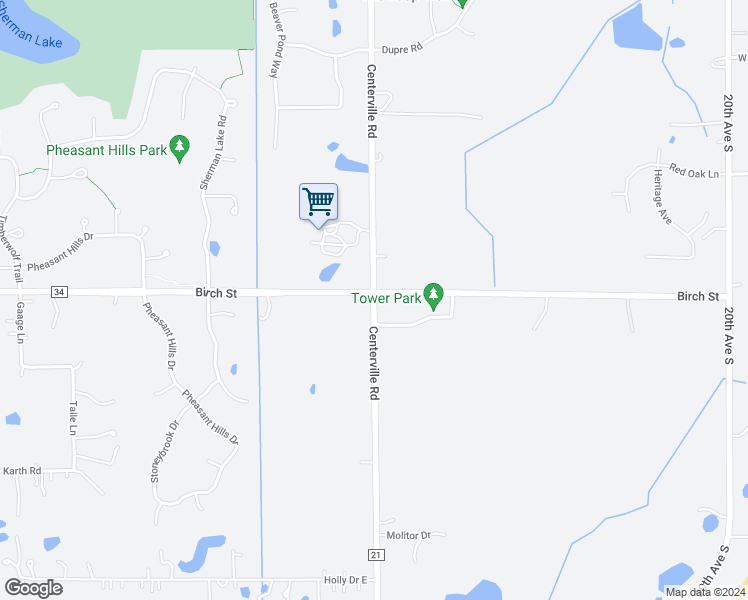 map of restaurants, bars, coffee shops, grocery stores, and more near 6546 Centerville Road in Lino Lakes
