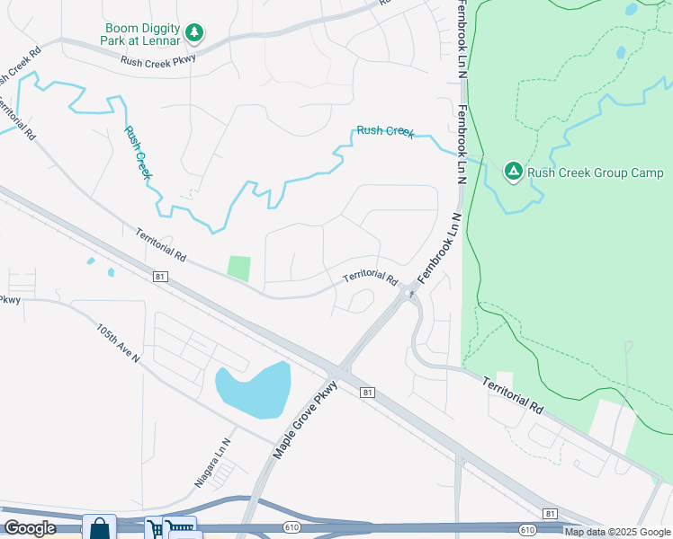 map of restaurants, bars, coffee shops, grocery stores, and more near 14768 Territorial Road in Maple Grove