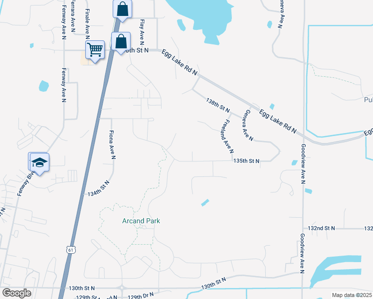 map of restaurants, bars, coffee shops, grocery stores, and more near 13530 135th Court North in Hugo