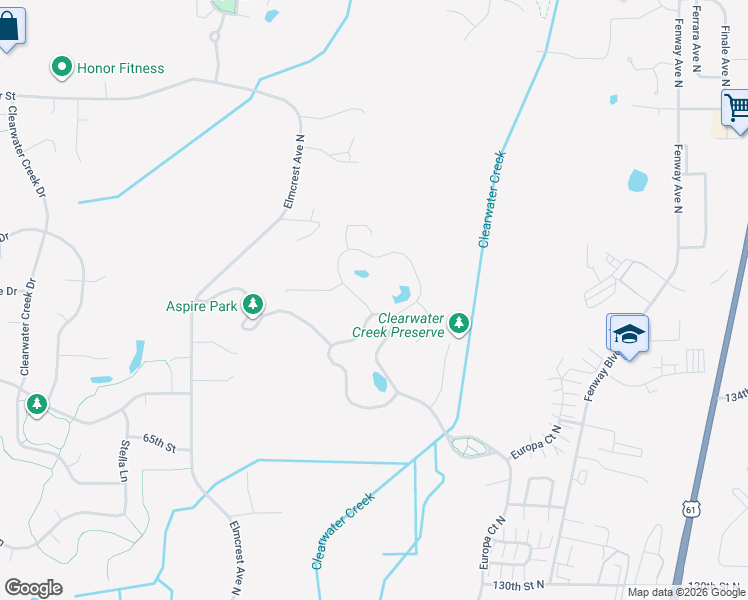 map of restaurants, bars, coffee shops, grocery stores, and more near 4653 Fable Road North in Hugo