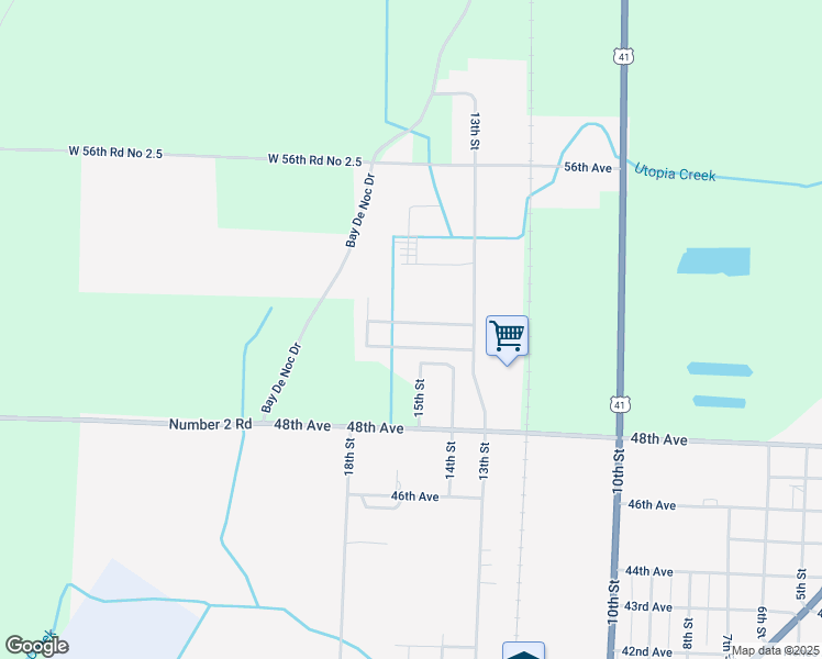map of restaurants, bars, coffee shops, grocery stores, and more near 4900-4918 15th Street in Menominee