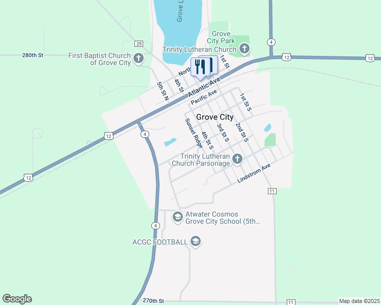 map of restaurants, bars, coffee shops, grocery stores, and more near 508 Maple Lane in Grove City