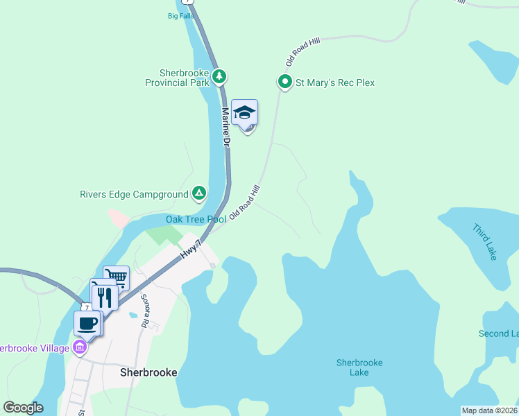 map of restaurants, bars, coffee shops, grocery stores, and more near 38-58 Old Road Hill in Sherbrooke