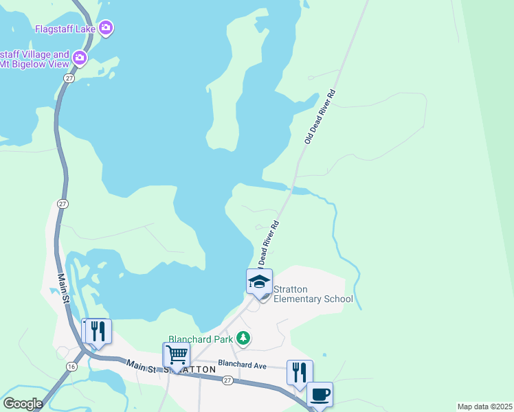map of restaurants, bars, coffee shops, grocery stores, and more near 42 Old Dead River Road in Eustis
